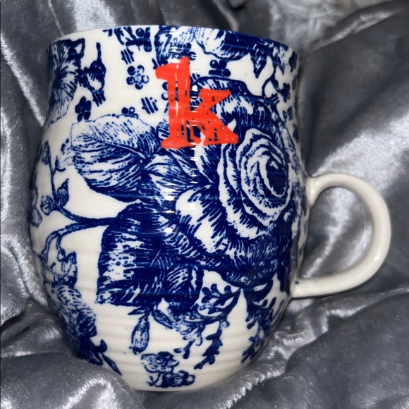Anthropologie Other - Anthropologie monogram letter k mug cobalt blue and white